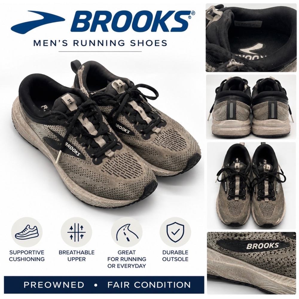 Brooks Revel 5 Mens Running Shoes Gray Black Size 9.5 D